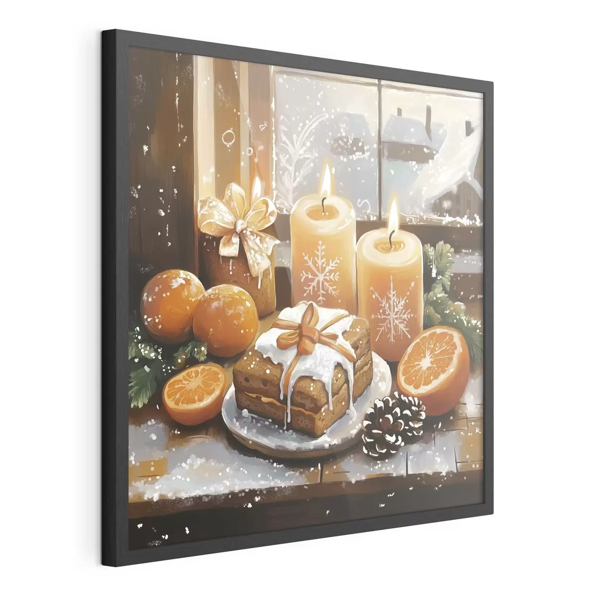 Poster Pastel de Navidad, mandarinas, velas f42101