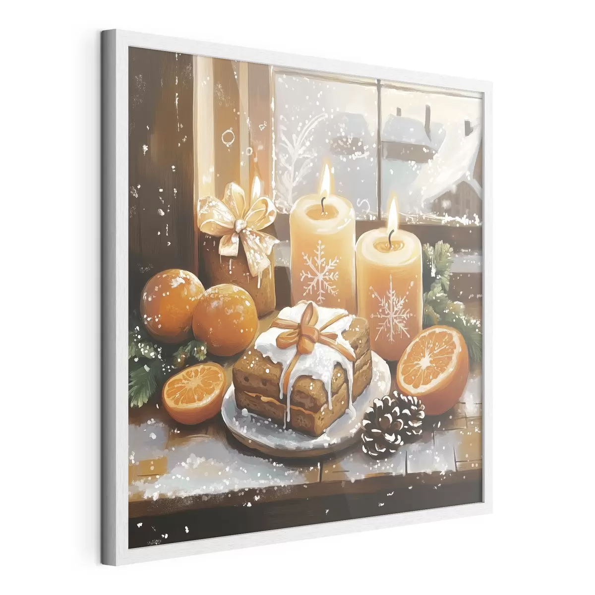 Poster Pastel de Navidad, mandarinas, velas f42101