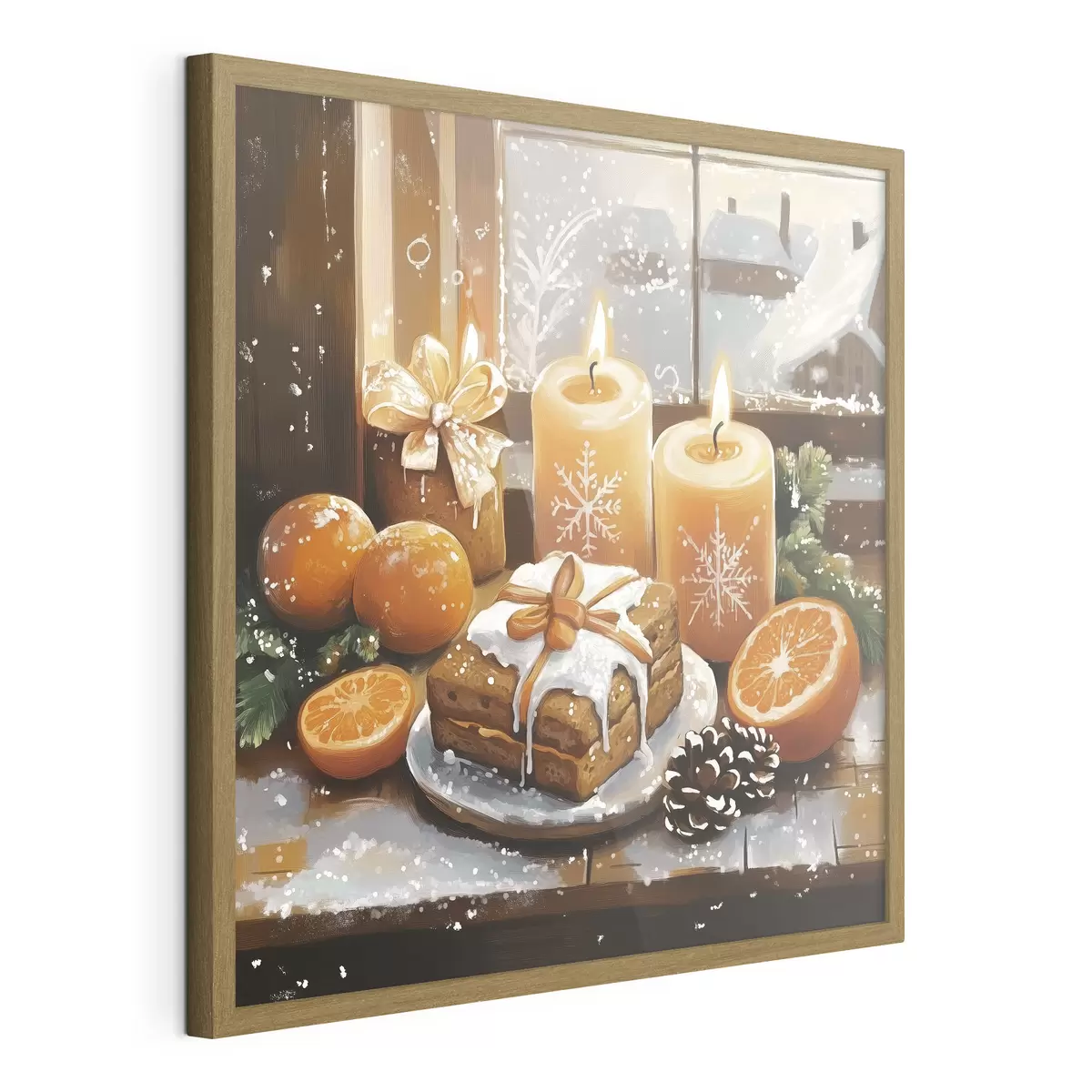 Poster Pastel de Navidad, mandarinas, velas f42101