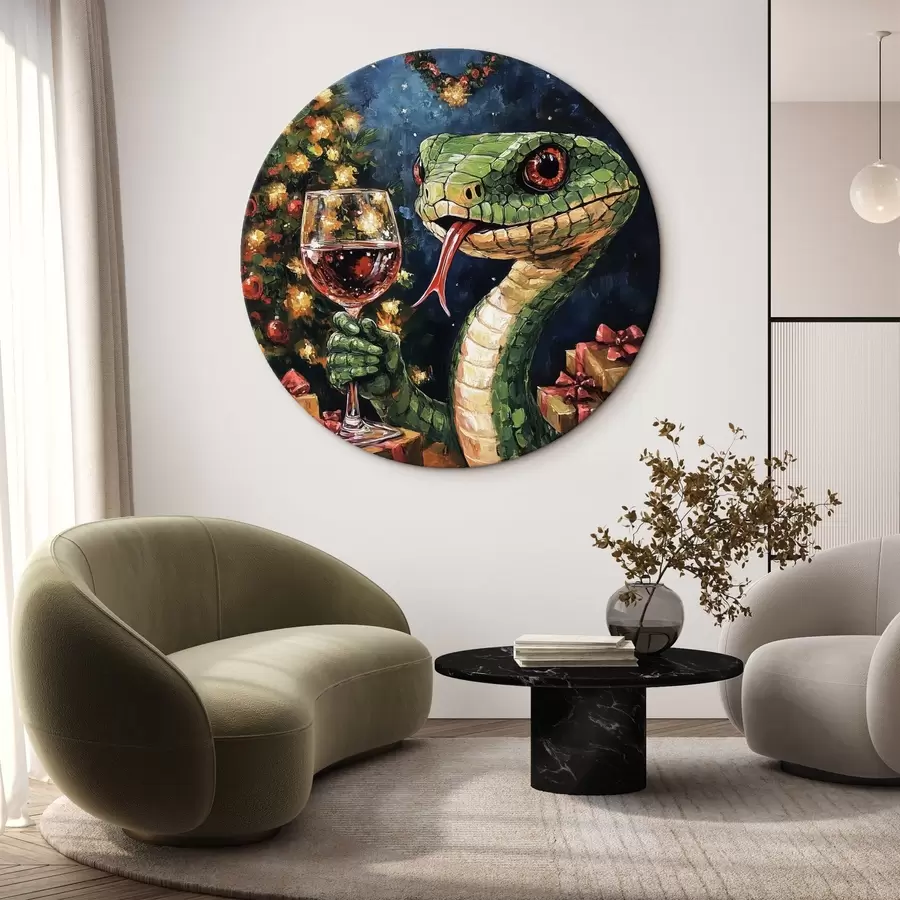 murales de pared Una serpiente con un vaso de vino celebra el año nuevo r42106