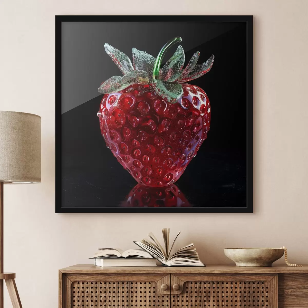 Poster Frutas, jugosas fresas maduras f42074