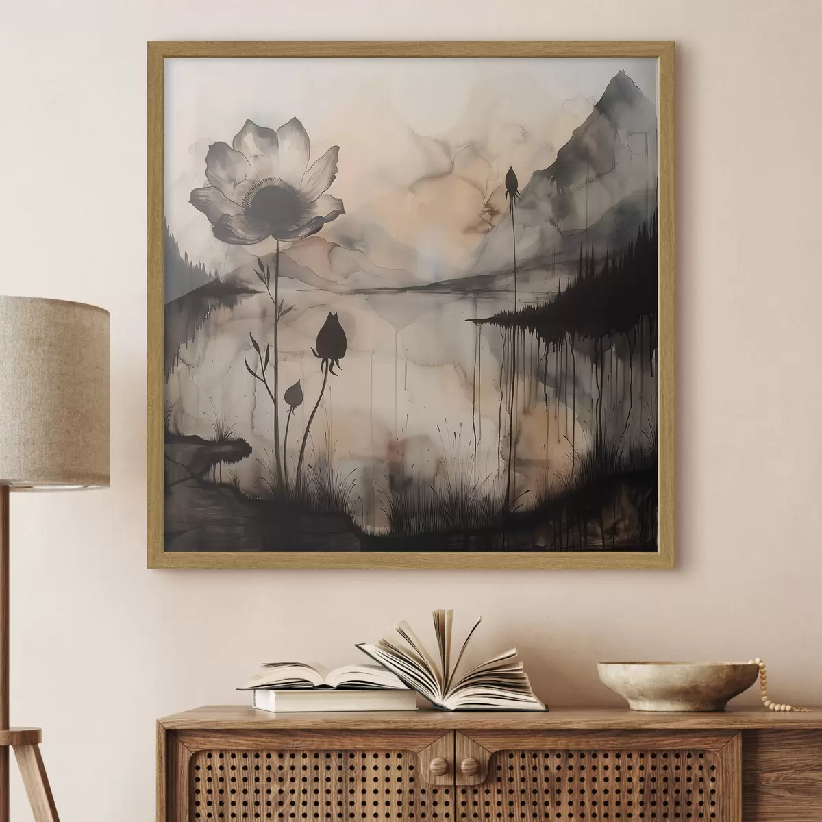 Poster Imagen de una flor y un lago f38161