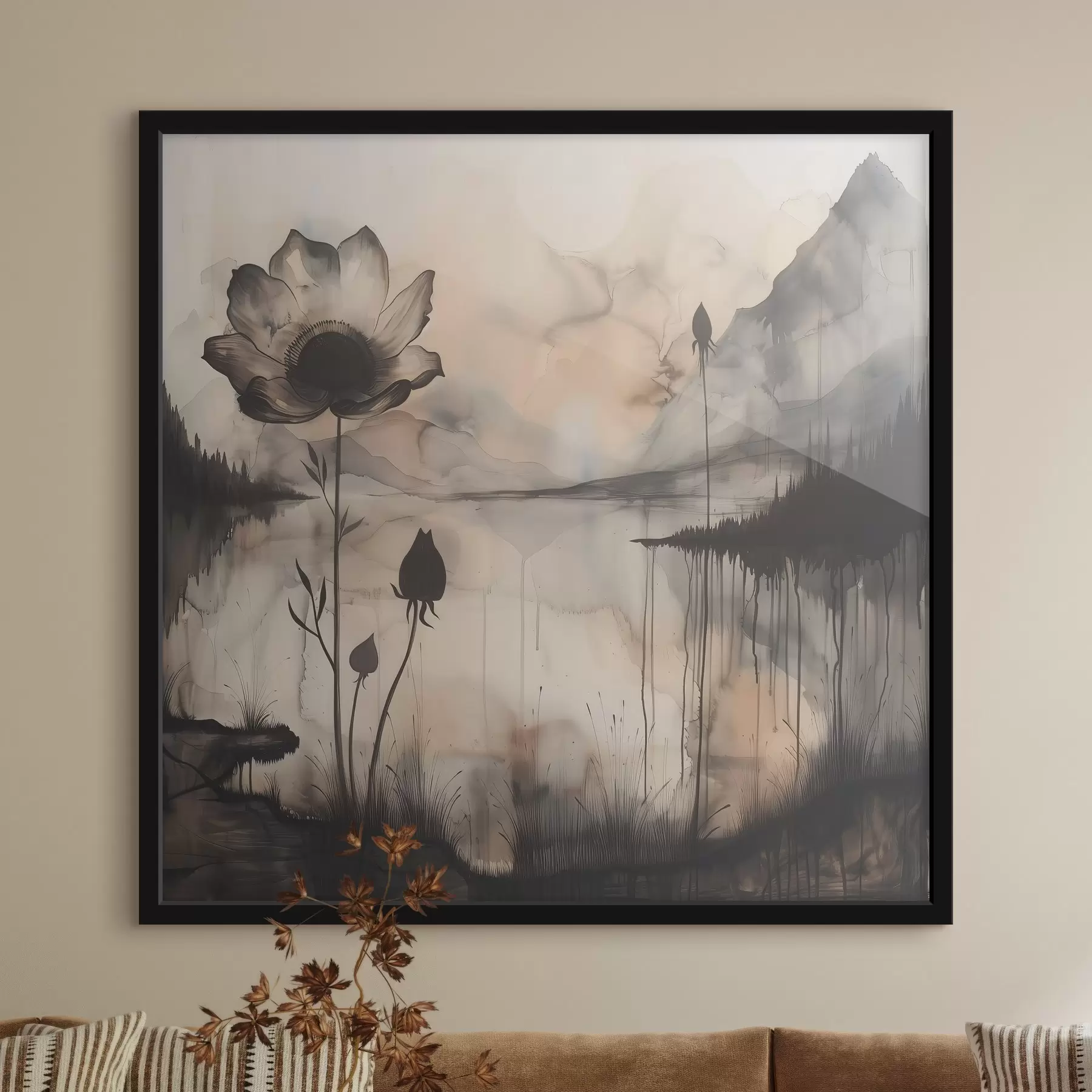 murales de pared Imagen de una flor y un lago f38161