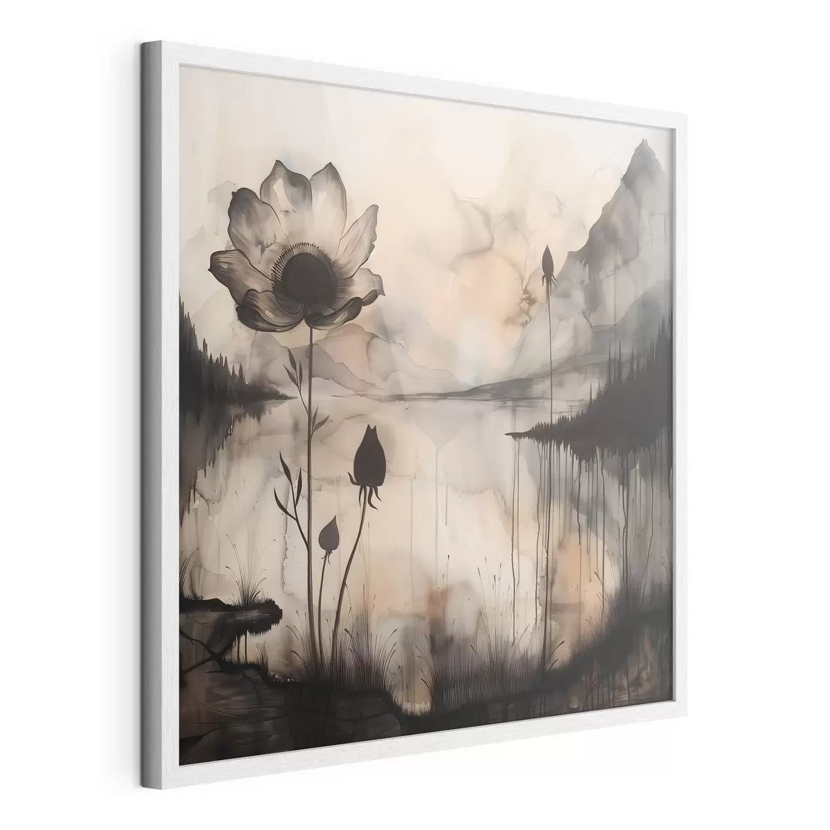 Poster Imagen de una flor y un lago f38161