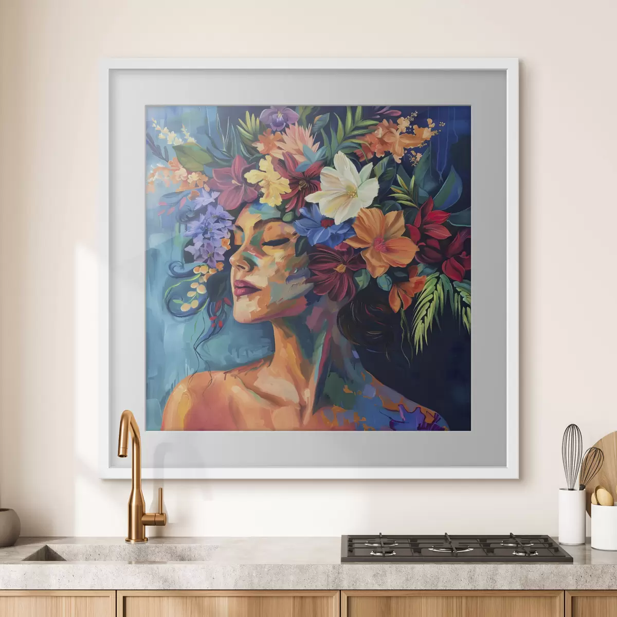 Poster Imagen de una mujer con flores en el pelo f38574
