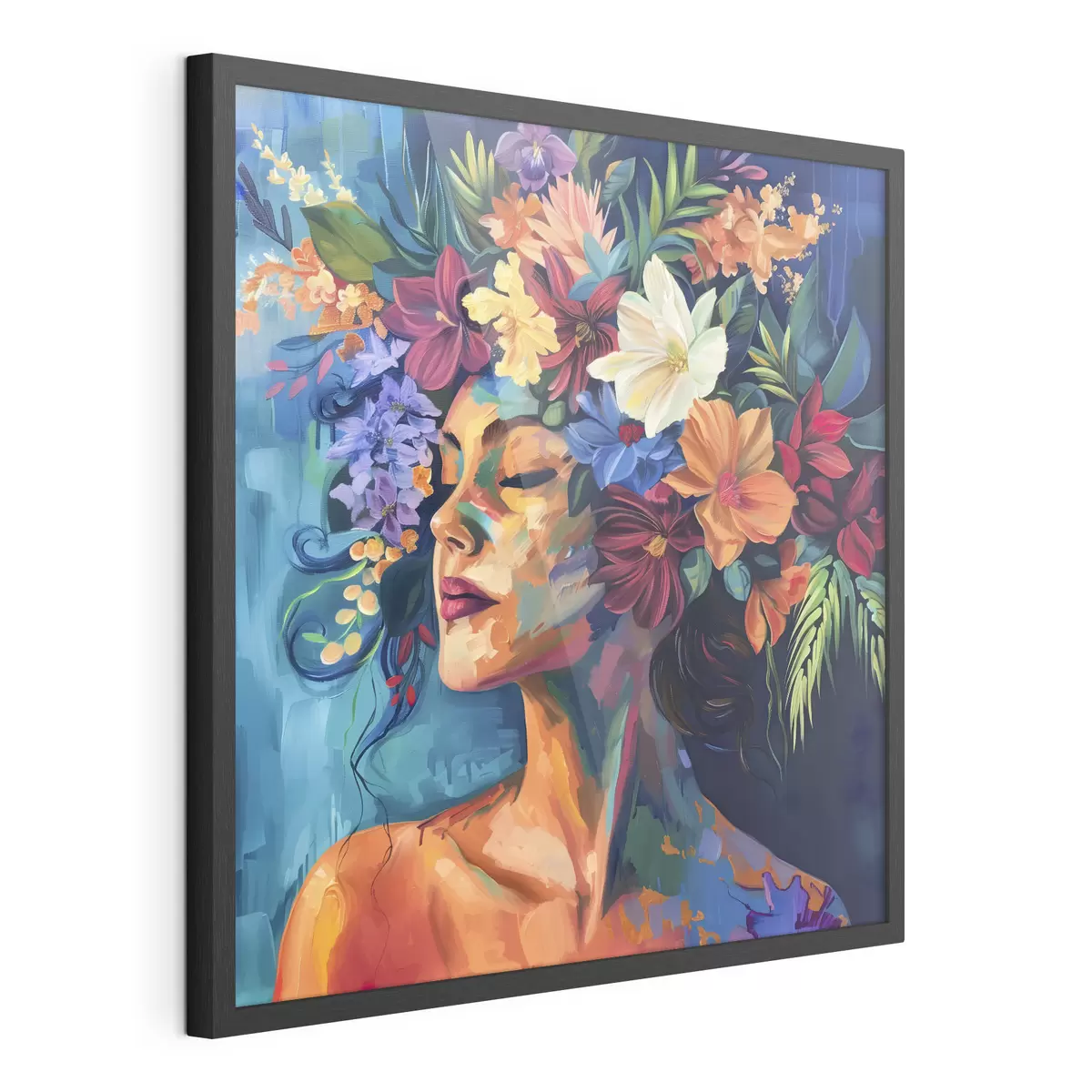 Poster Imagen de una mujer con flores en el pelo f38574