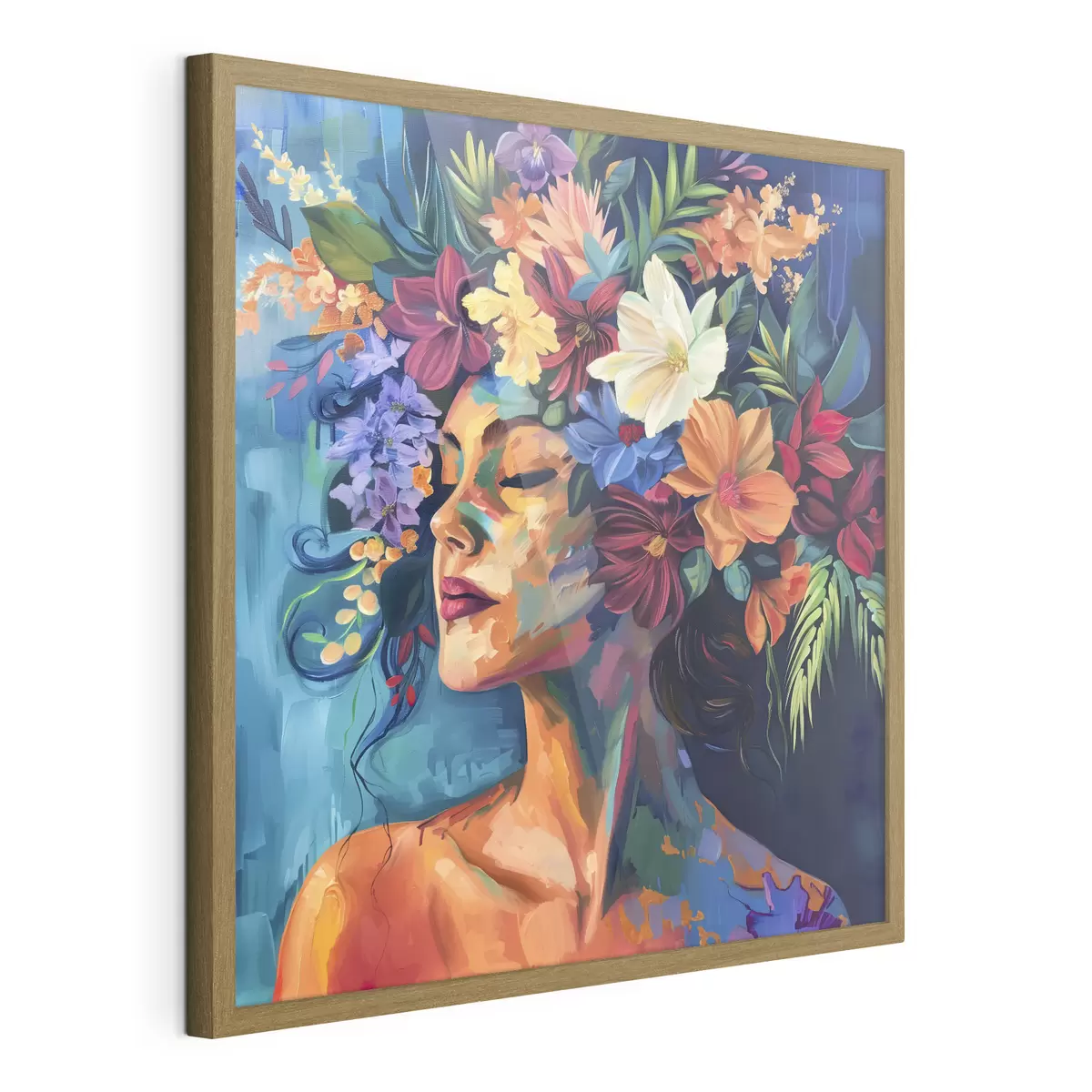 Poster Imagen de una mujer con flores en el pelo f38574
