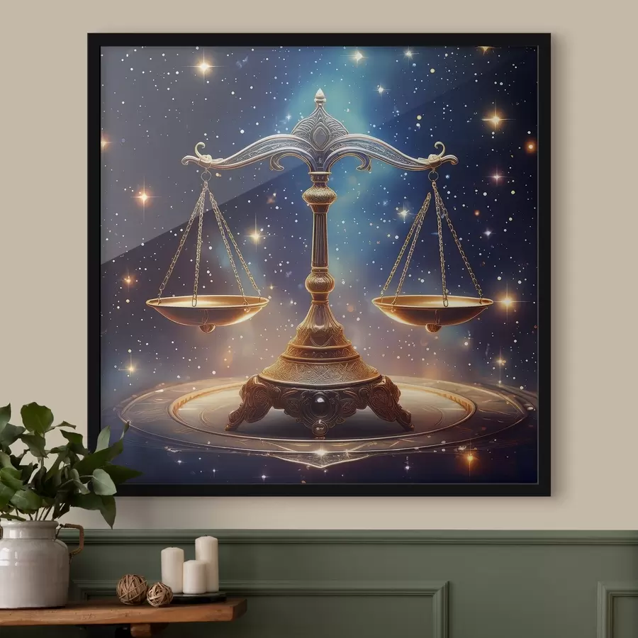 murales de pared La balanza celestial de la justicia espera el equilibrio f39056
