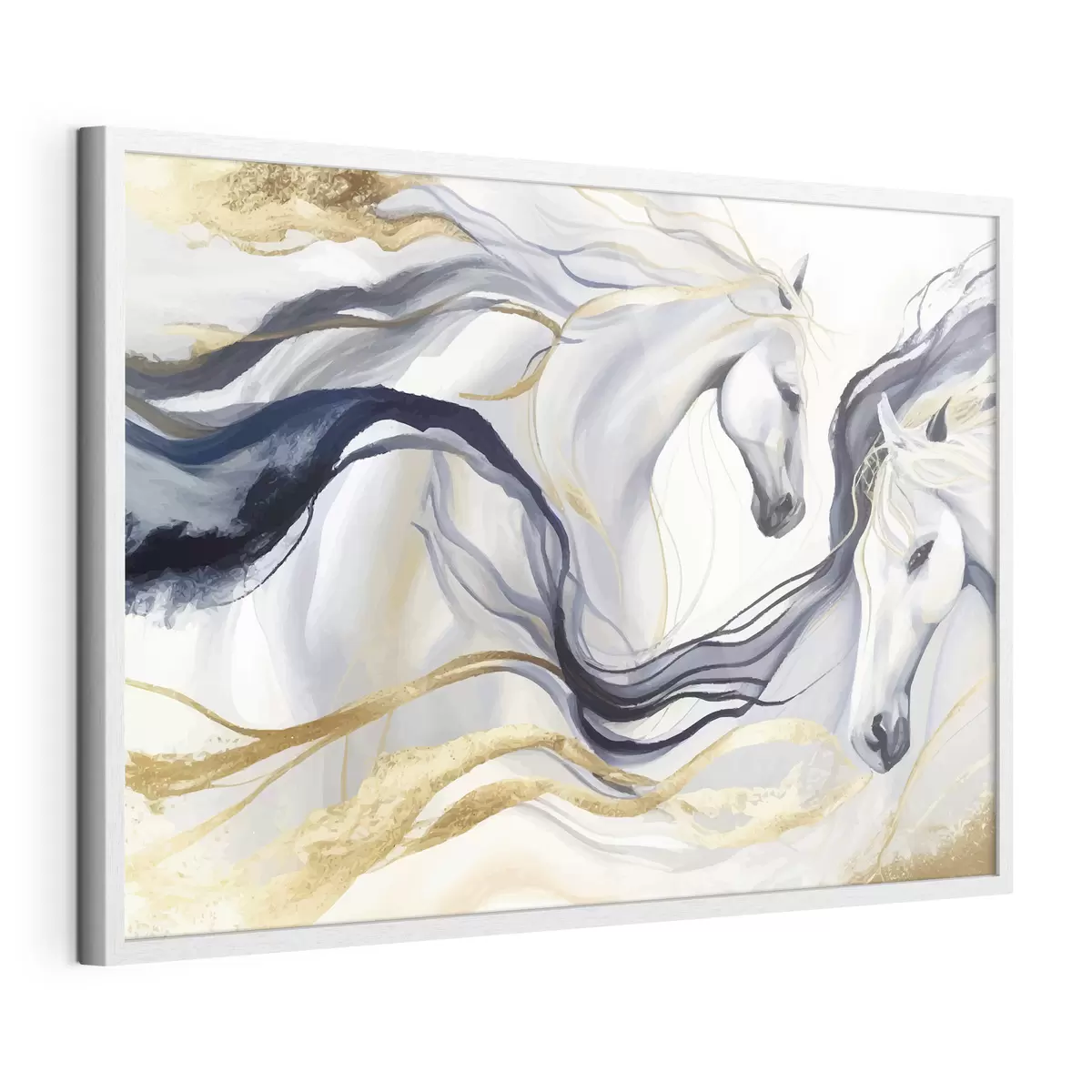 Poster Pareja de caballos abstractos con detalles dorados f36623