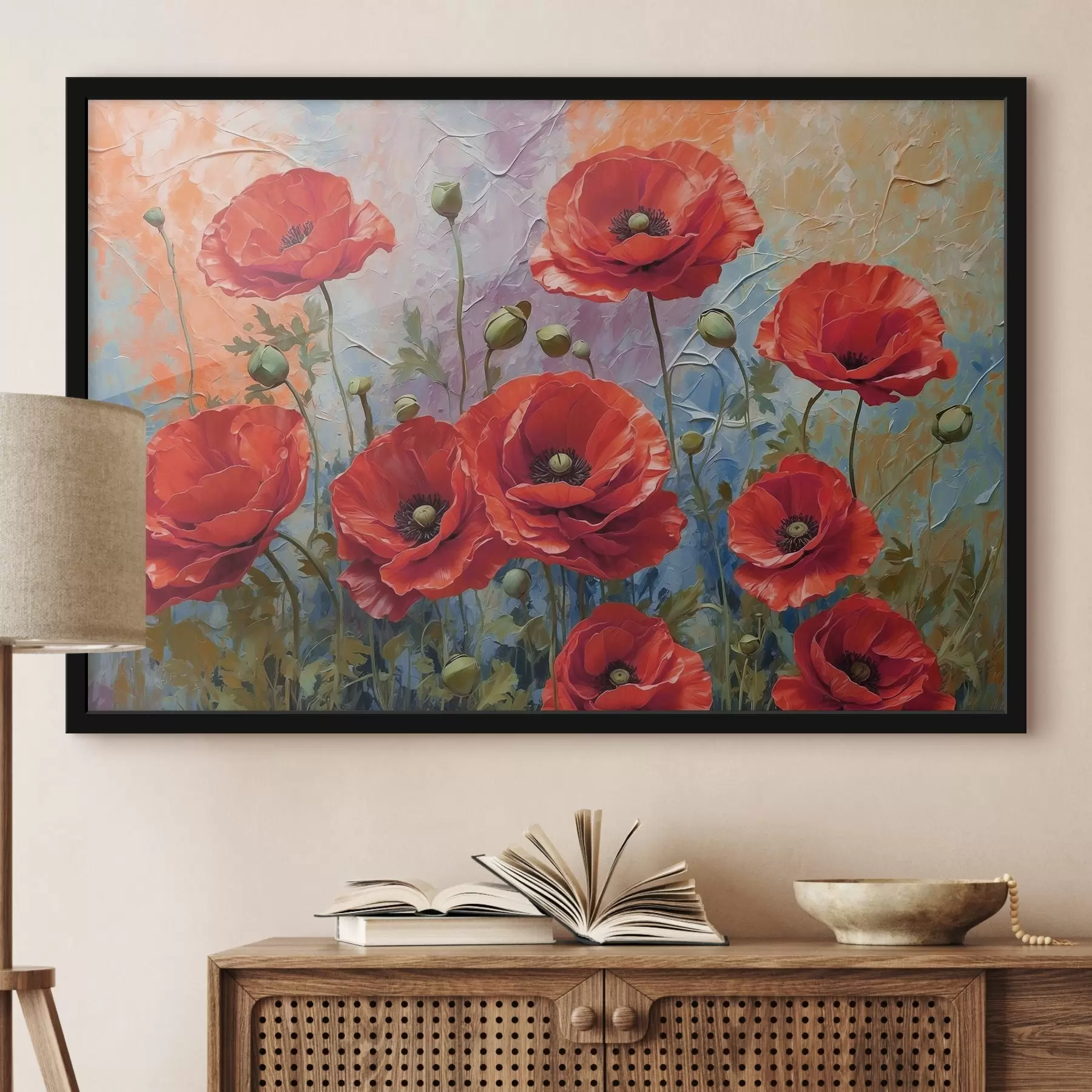 murales de pared Imagen de flores rojas f37805