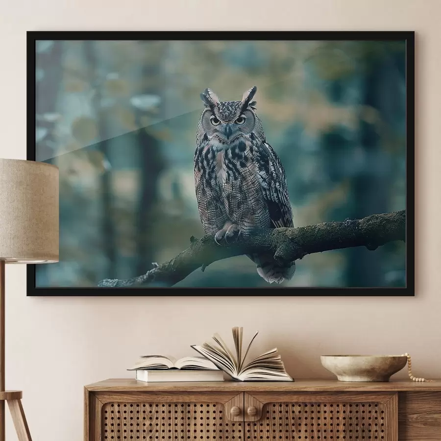 murales de pared Búho sentado en una rama f38249