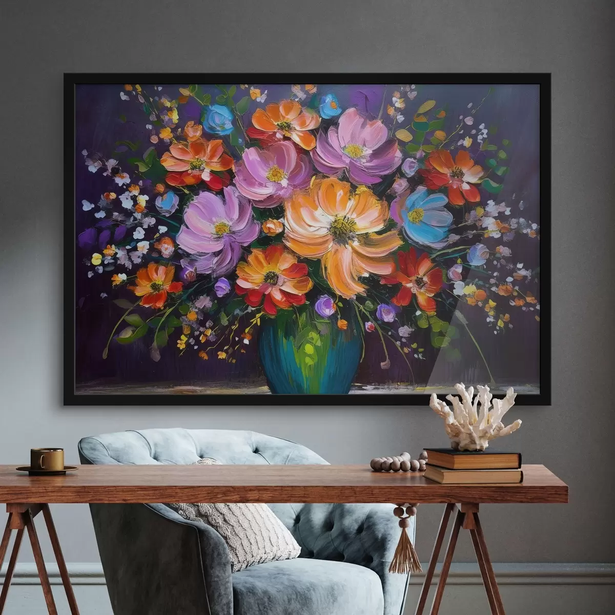 Poster Pintura de flores en un jarrón f38660