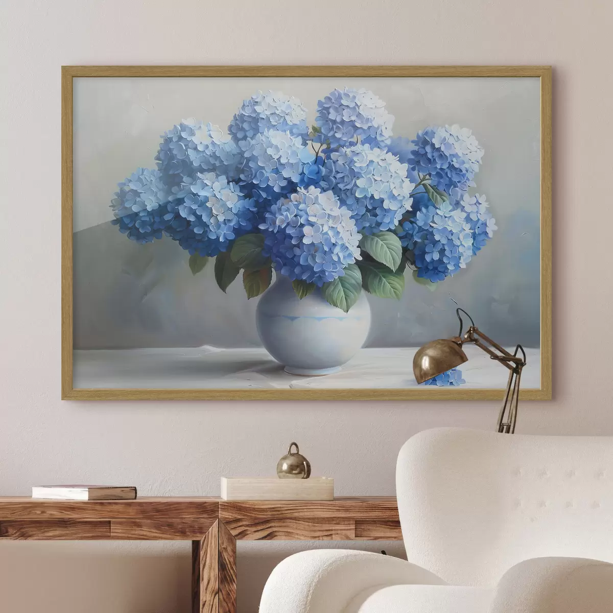 Poster Preciosas hortensias azules en jarrón f38696