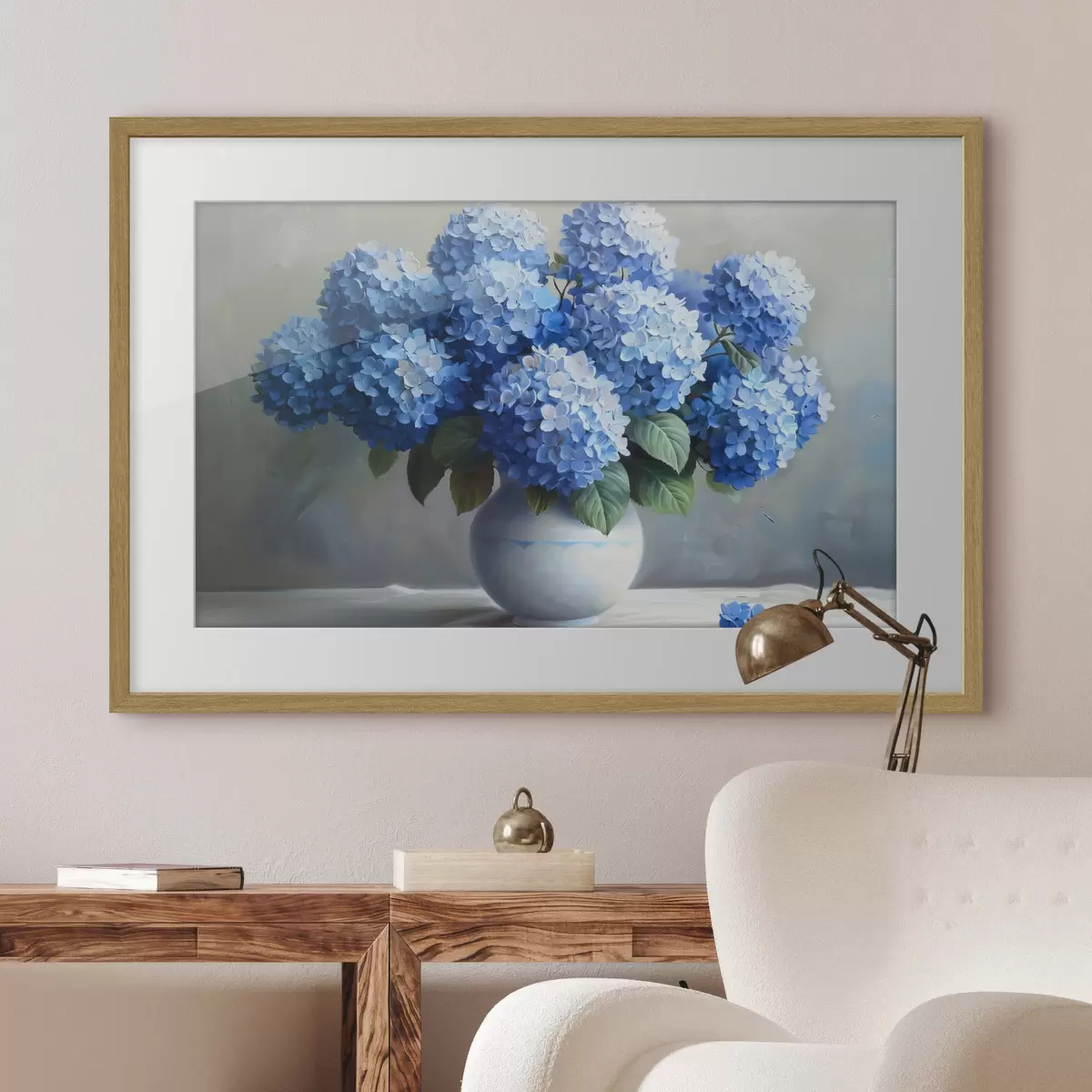 Poster Preciosas hortensias azules en jarrón f38696