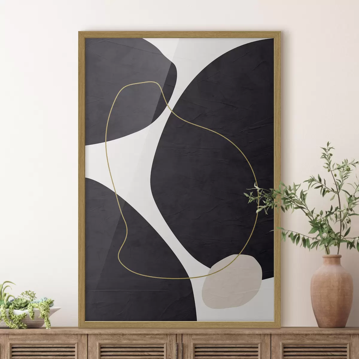 Poster Elegantes remolinos en armonía monocromática f36036
