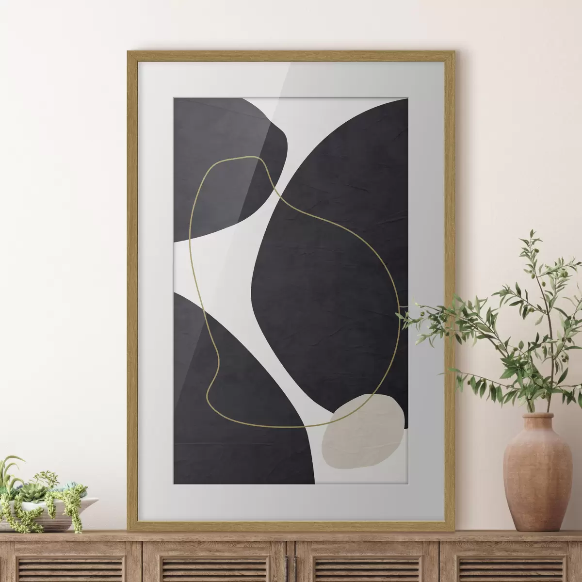 Poster Elegantes remolinos en armonía monocromática f36036
