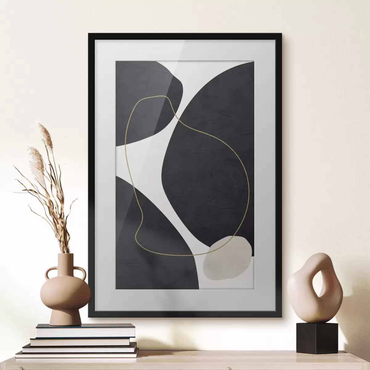 Poster Elegantes remolinos en armonía monocromática f36036