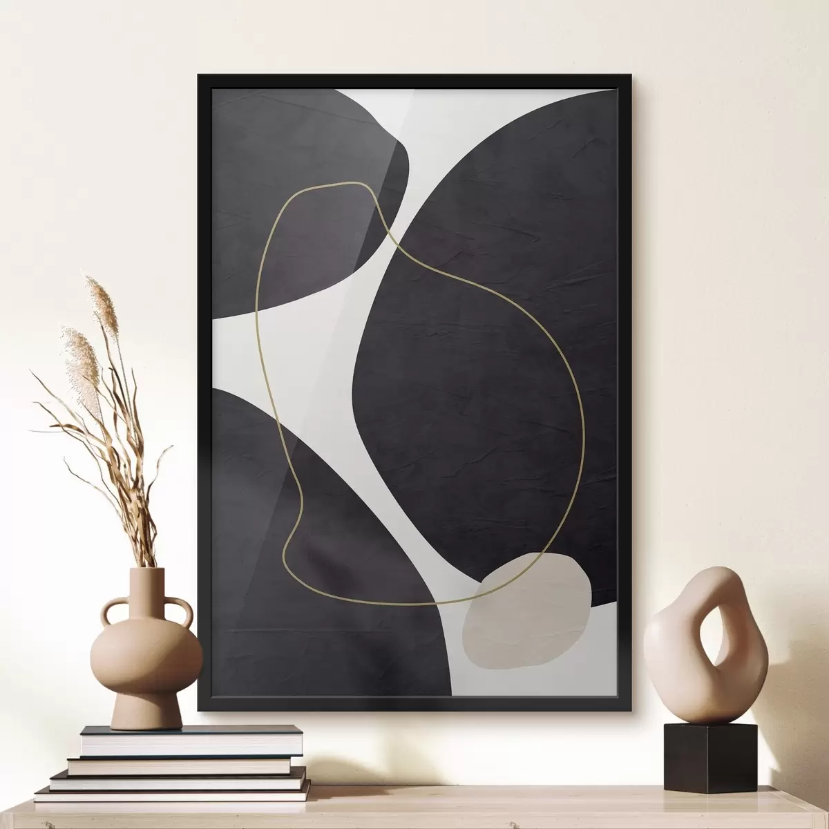 Poster Elegantes remolinos en armonía monocromática f36036