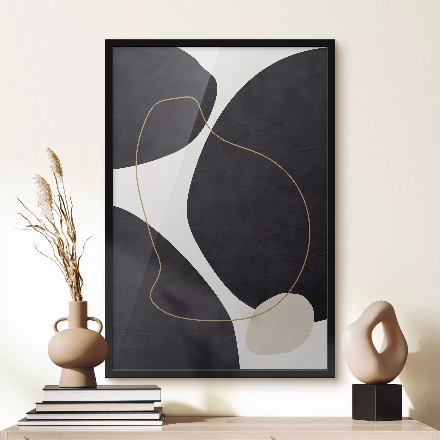 murales de pared Elegantes remolinos en armonía monocromática f36036