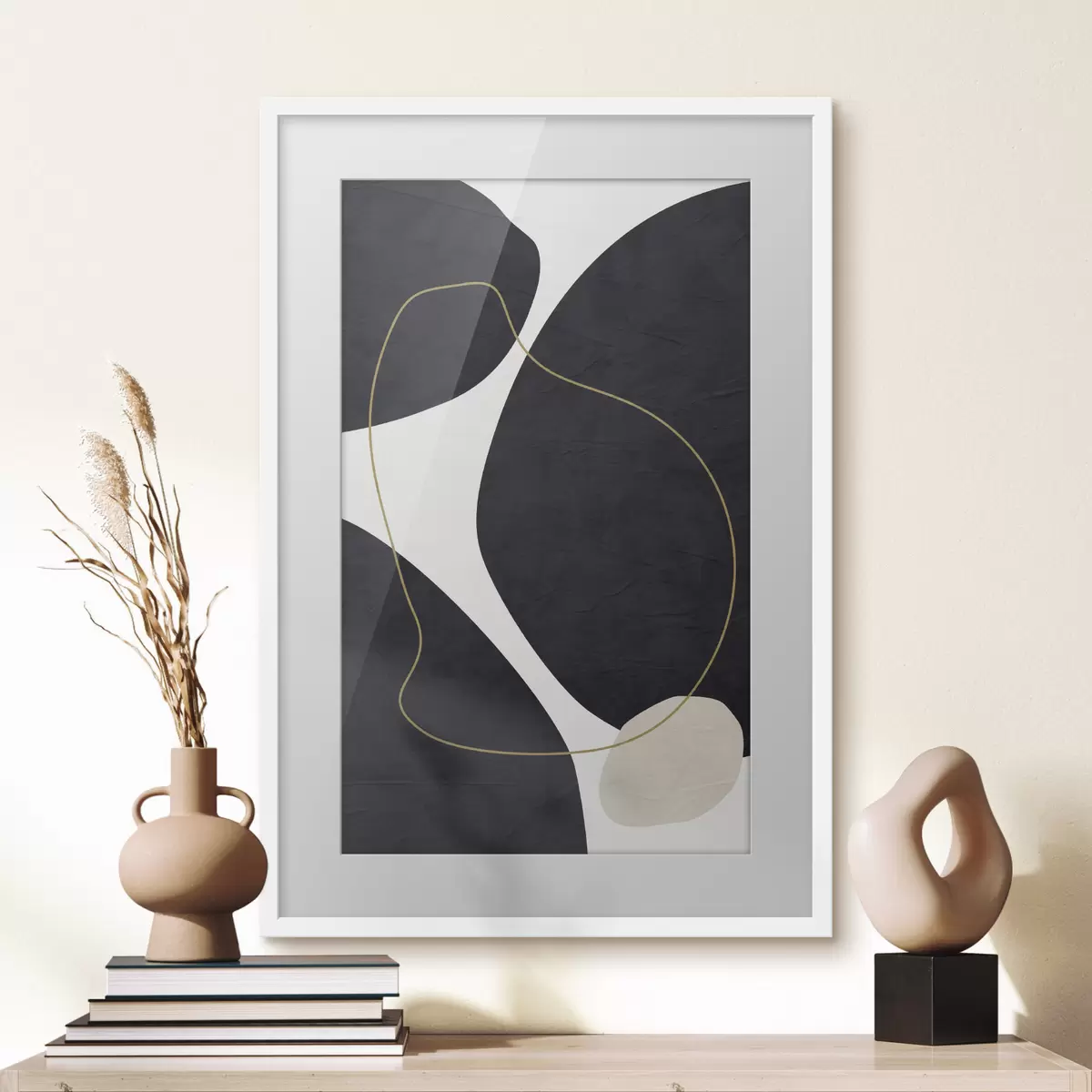 Poster Elegantes remolinos en armonía monocromática f36036