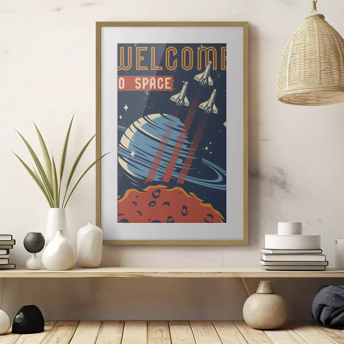 Poster Póster con transbordadores espaciales volando en el cielo f36832