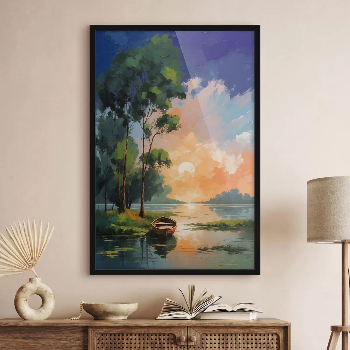 Poster Imagen de un barco en el lago f37801