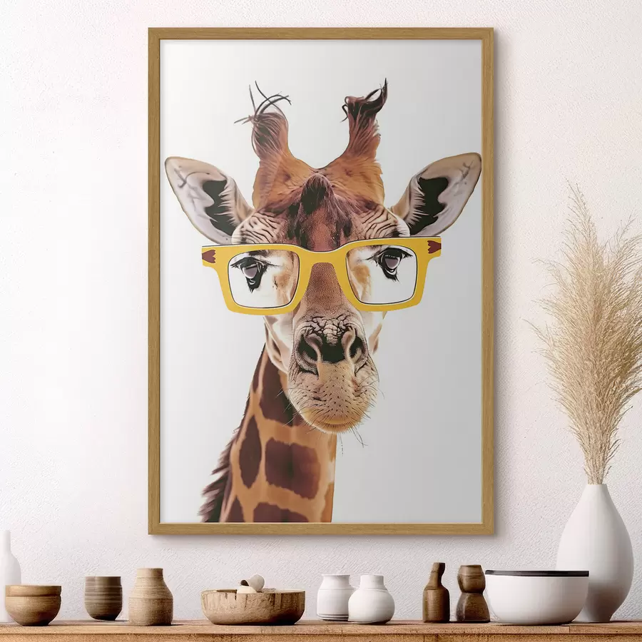 murales de pared Jirafa con gafas amarillas f38503