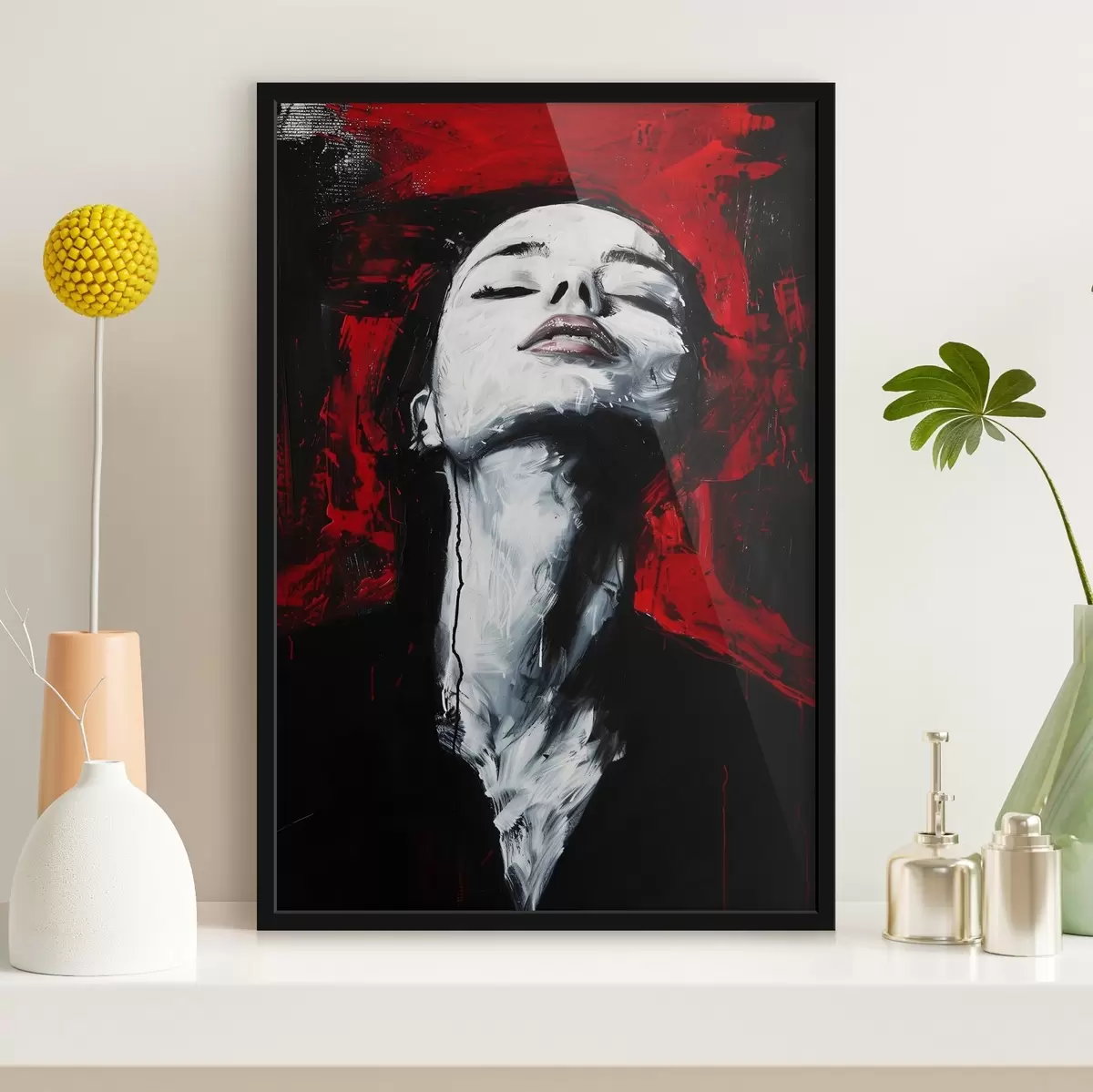 Poster Imagen de una mujer con los ojos cerrados con el Museo Andy Warhol de fondo. f38557