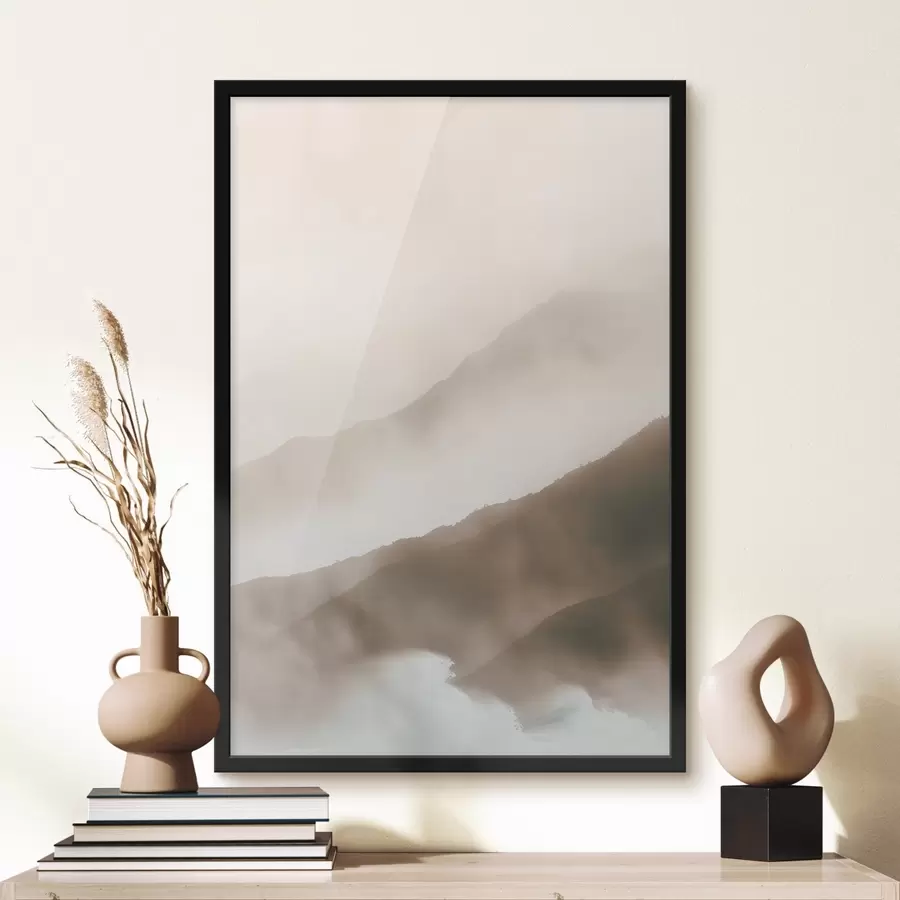 murales de pared Suaves montañas envueltas en niebla f38640