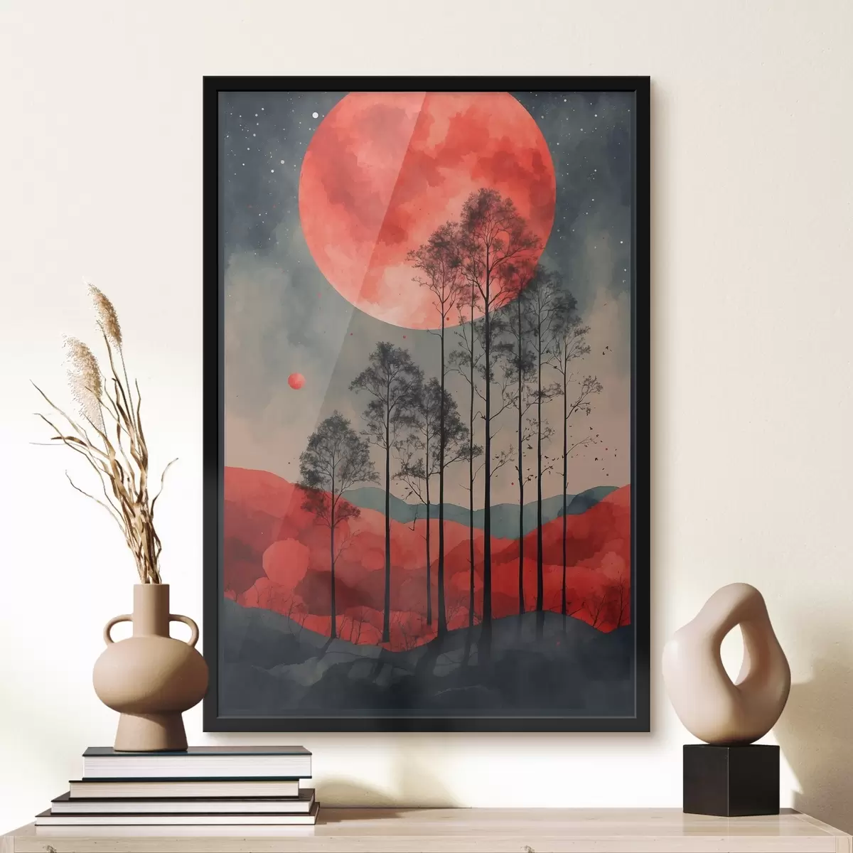 Poster Noche misteriosa bajo una luna carmesí f38862