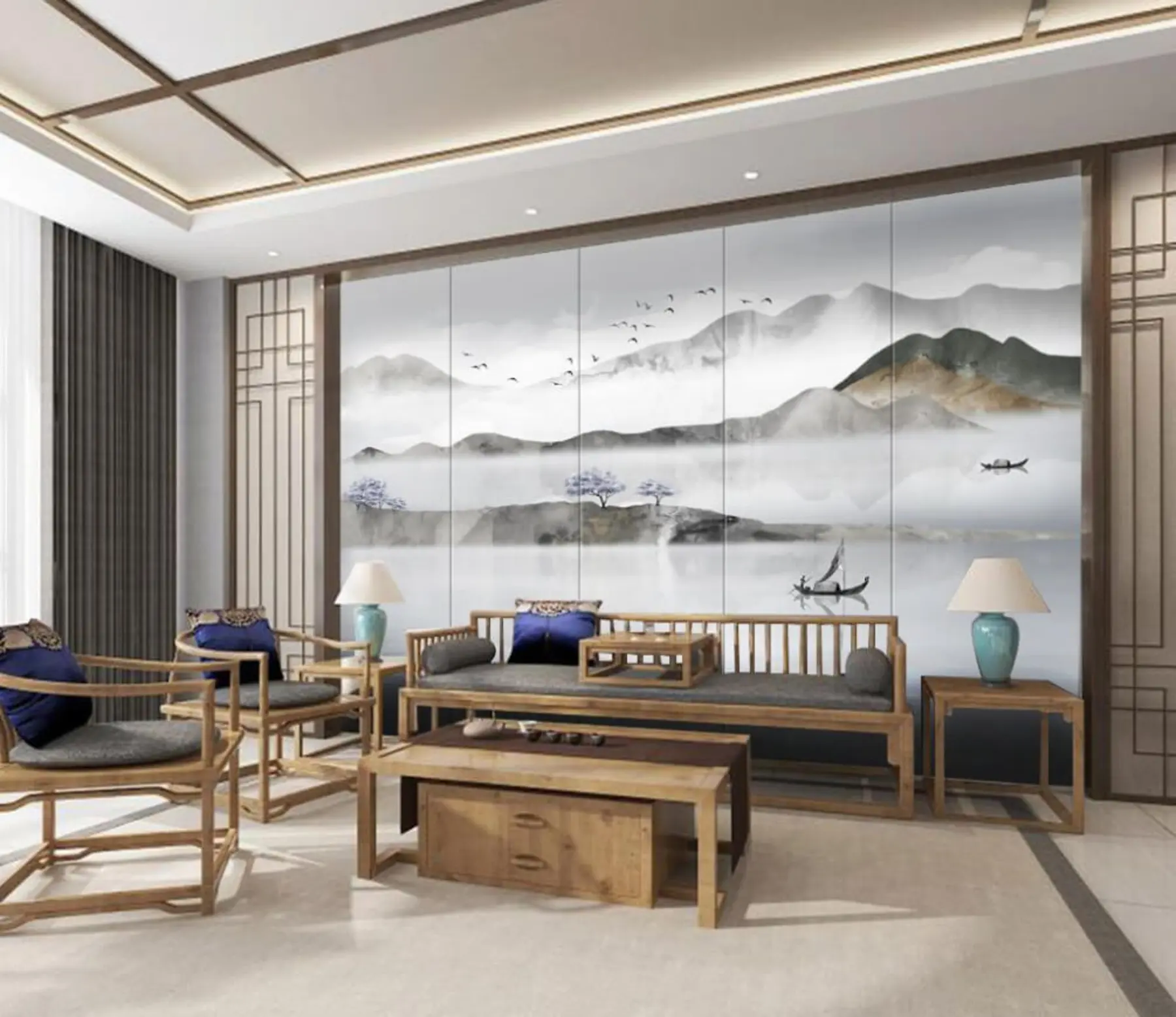 murales de pared Agua, cielo y montaña u46157