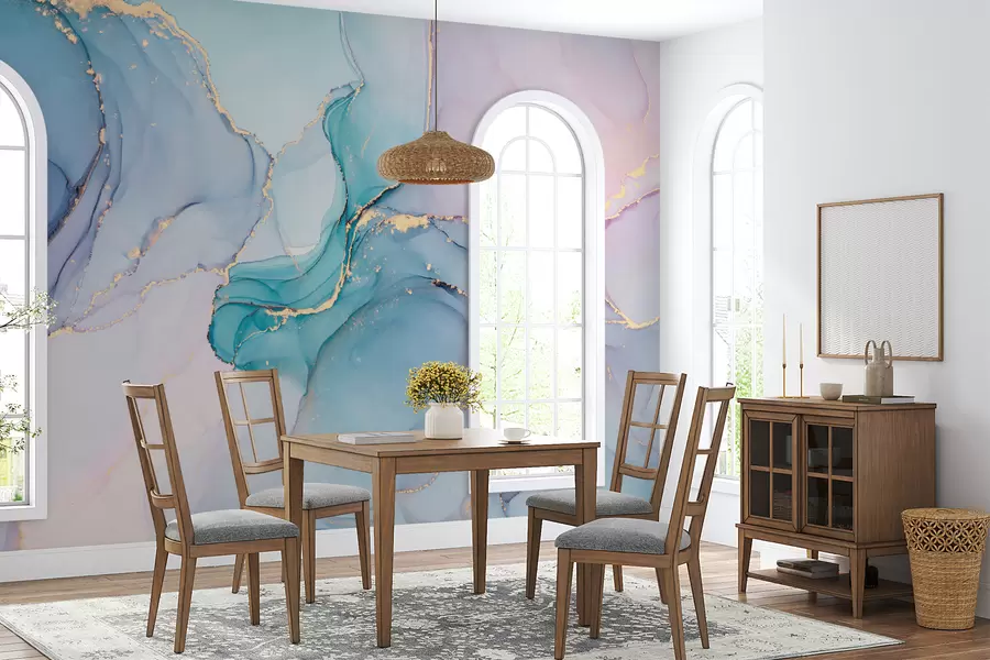 murales de pared Mármol - azul, rosa u49408