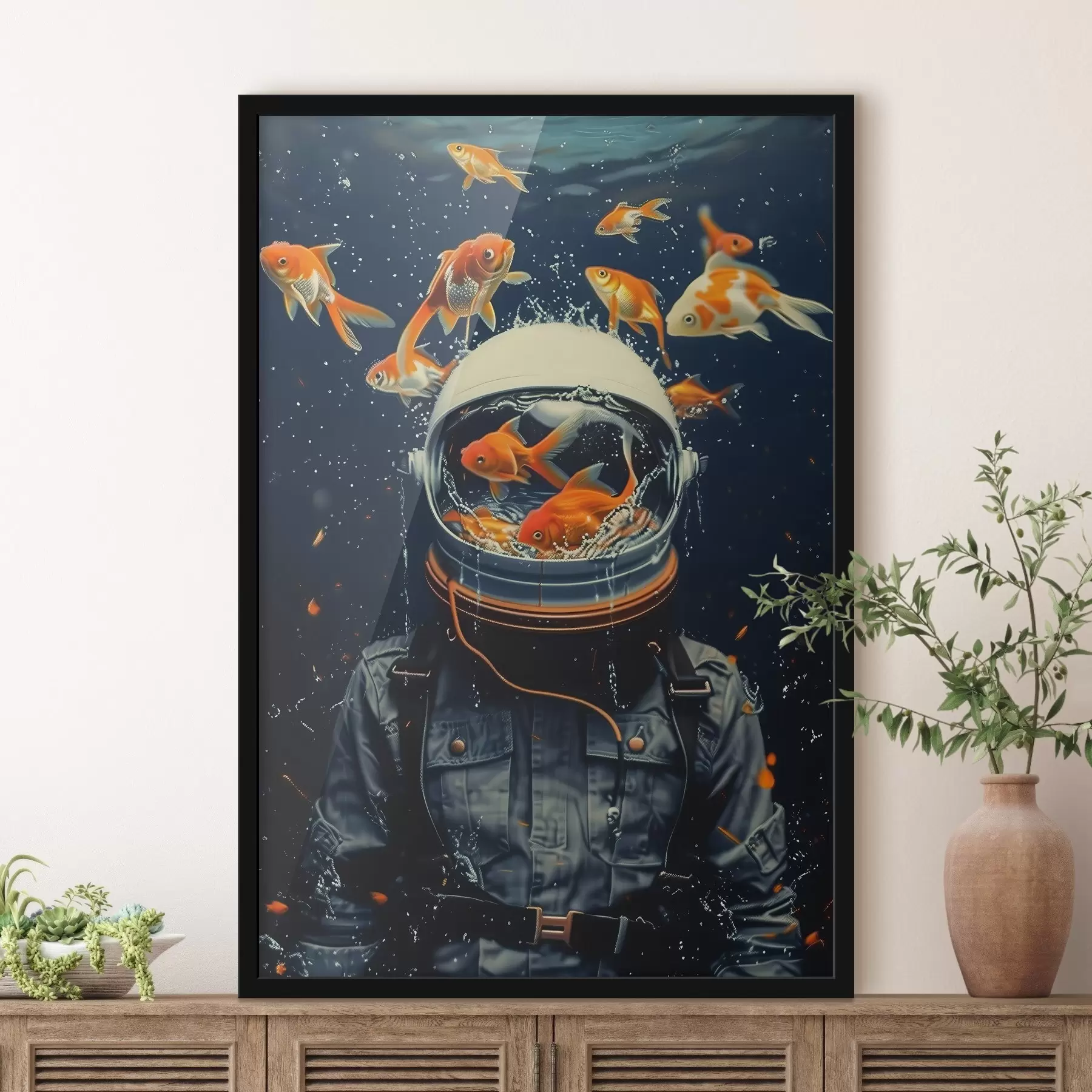 murales de pared Un astronauta explora un paraíso submarino f39041
