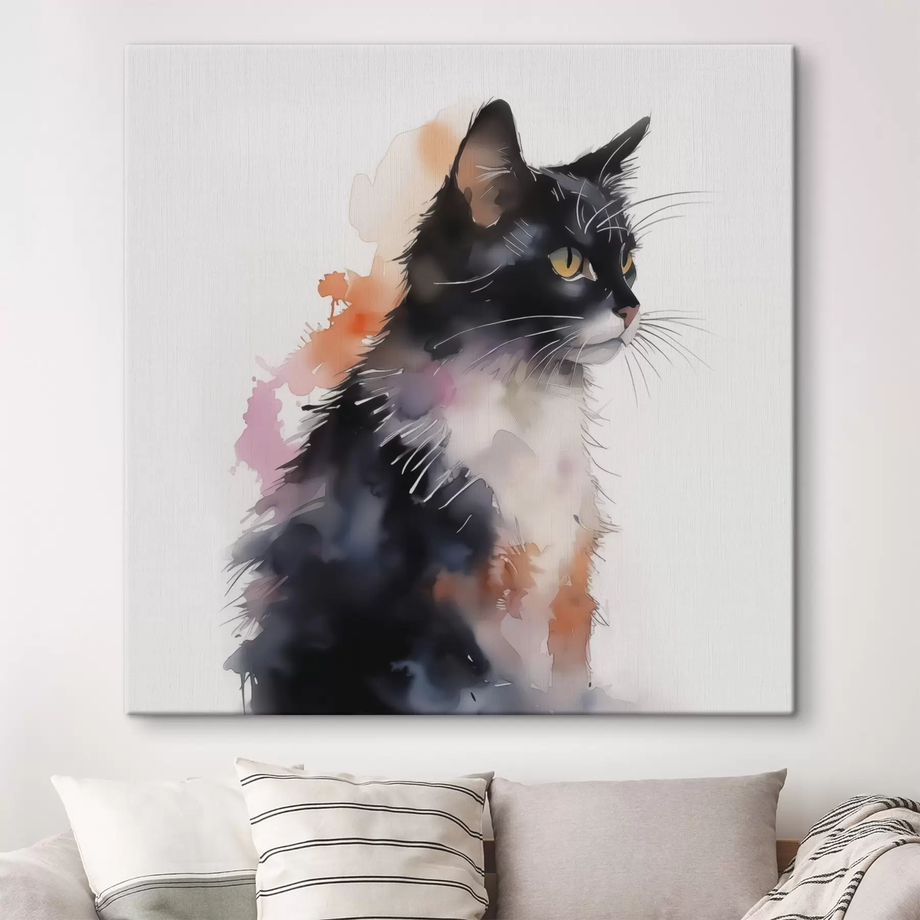 murales de pared Gato imitación acuarela s42121