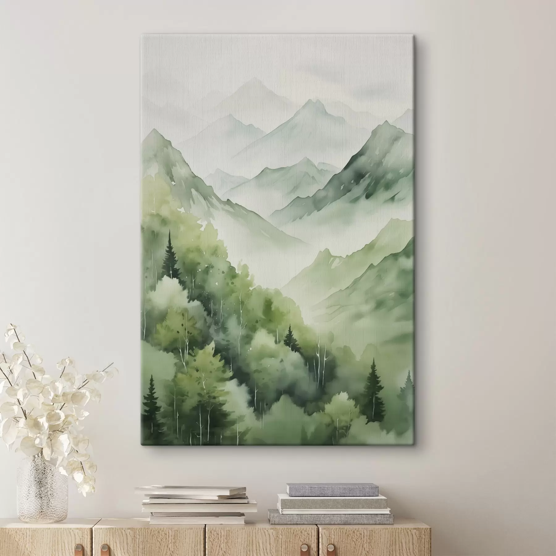 murales de pared Bosque caducifolio en las montañas imitación de acuarela s42122