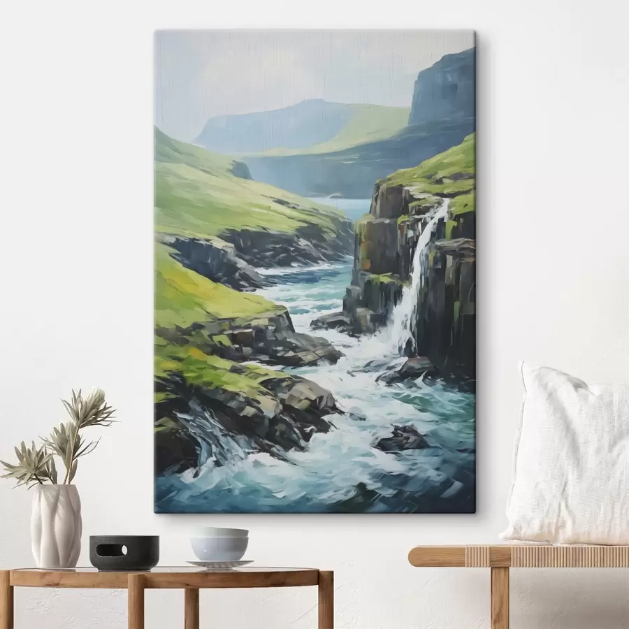 murales de pared Río entre fiordos imitación de pintura s42125