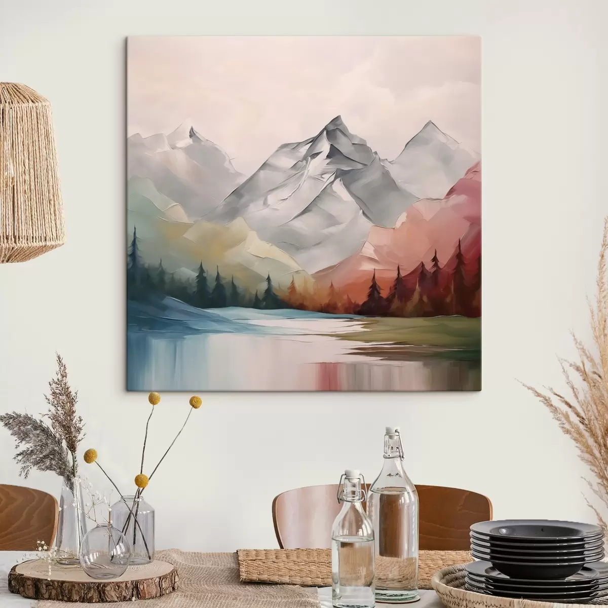 murales de pared Montañas y bosque imitación de pintura s42128