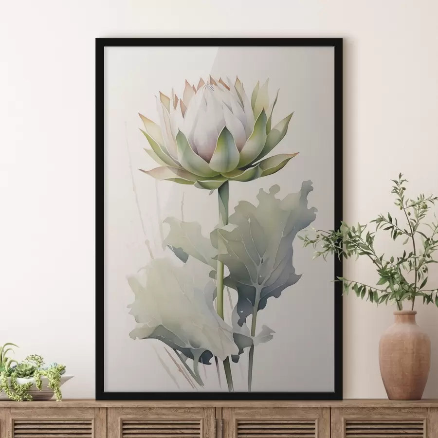 murales de pared Flor de alcachofa imitación acuarela f42117