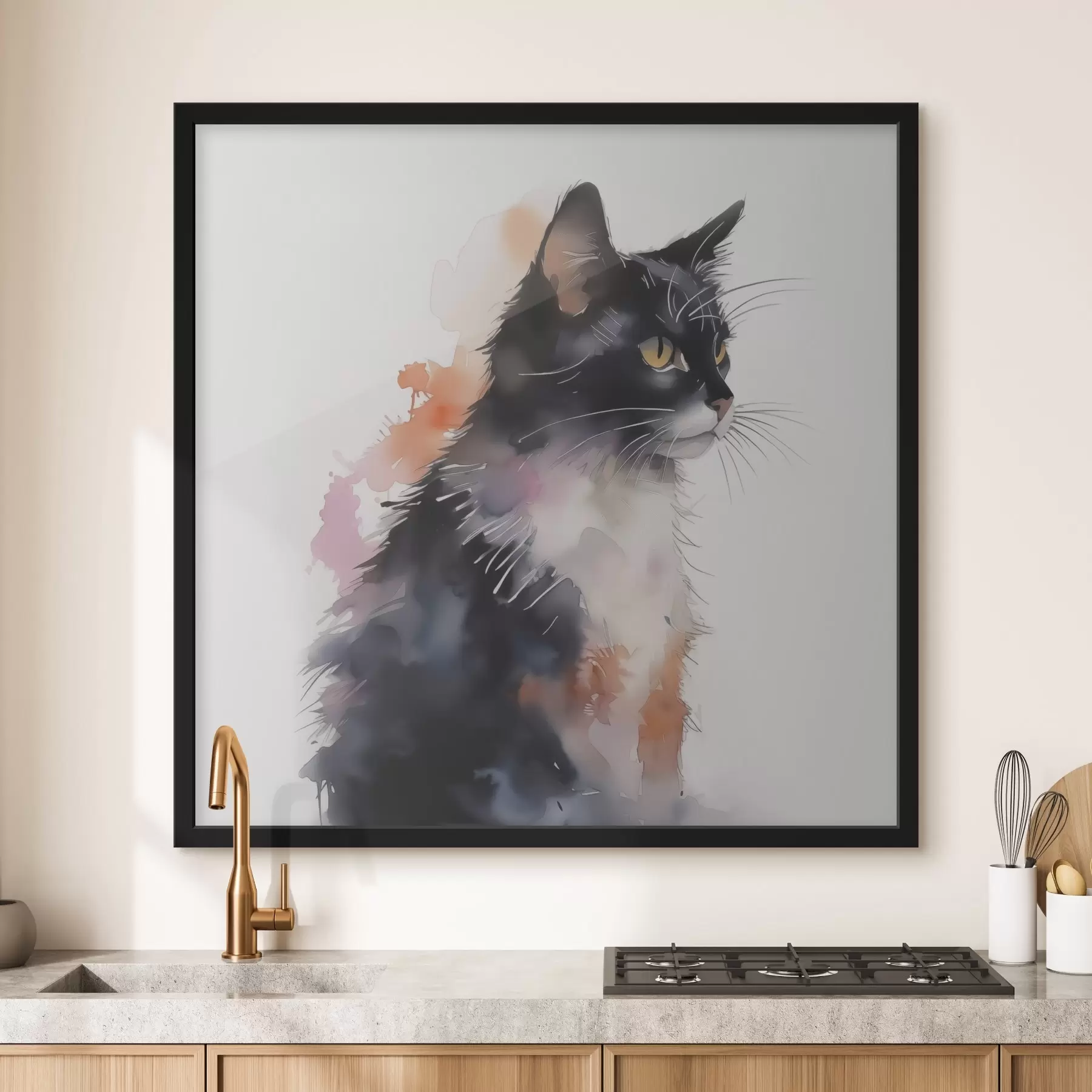 murales de pared Gato imitación acuarela f42121