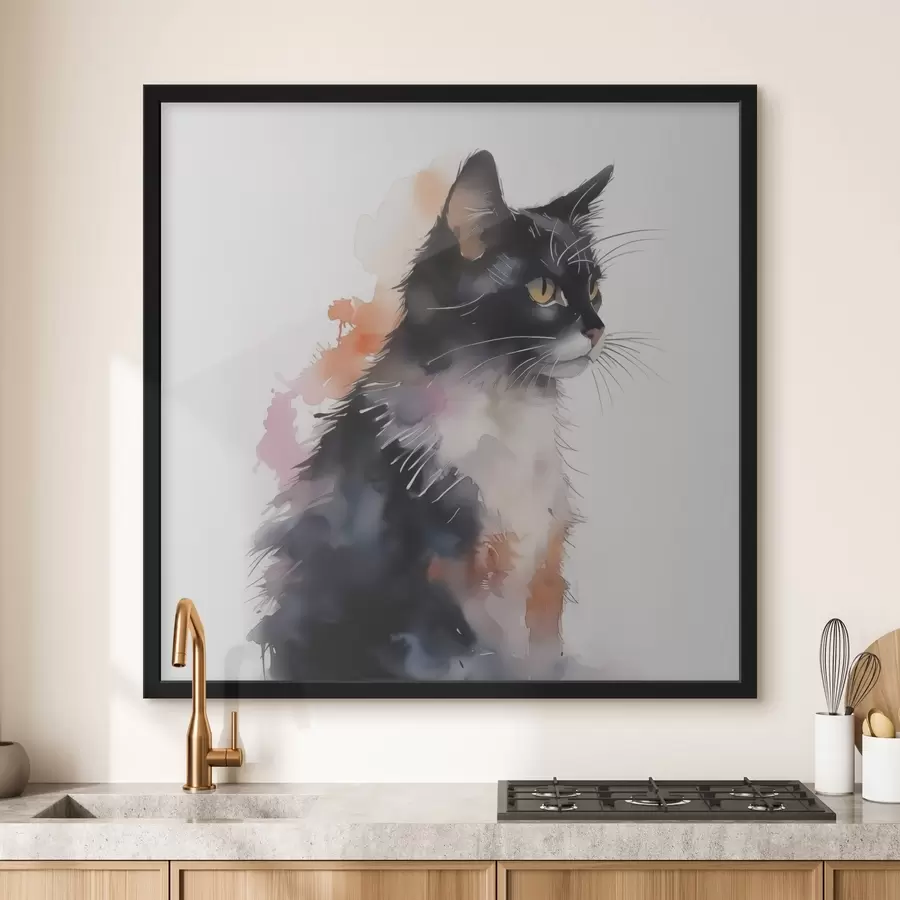 murales de pared Gato imitación acuarela f42121