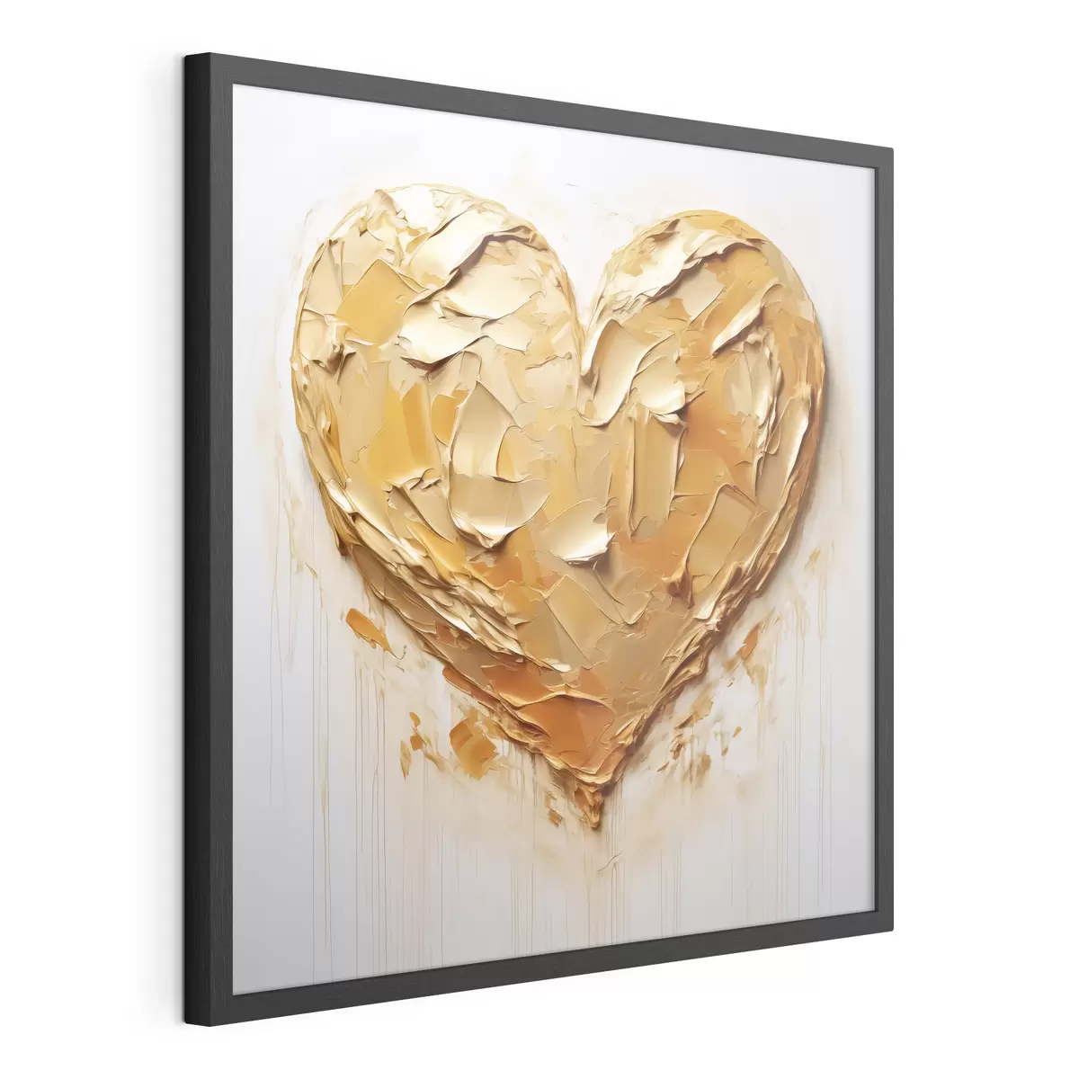 Poster Corazón imitación de trazos de pintura, tonos amarillos y naranjas f42124