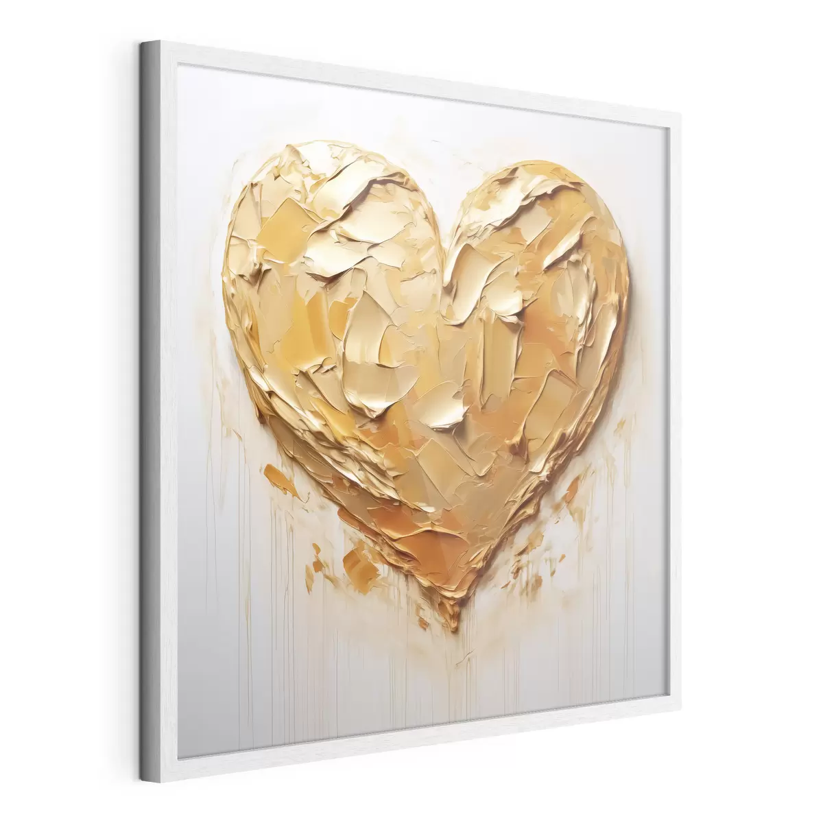Poster Corazón imitación de trazos de pintura, tonos amarillos y naranjas f42124