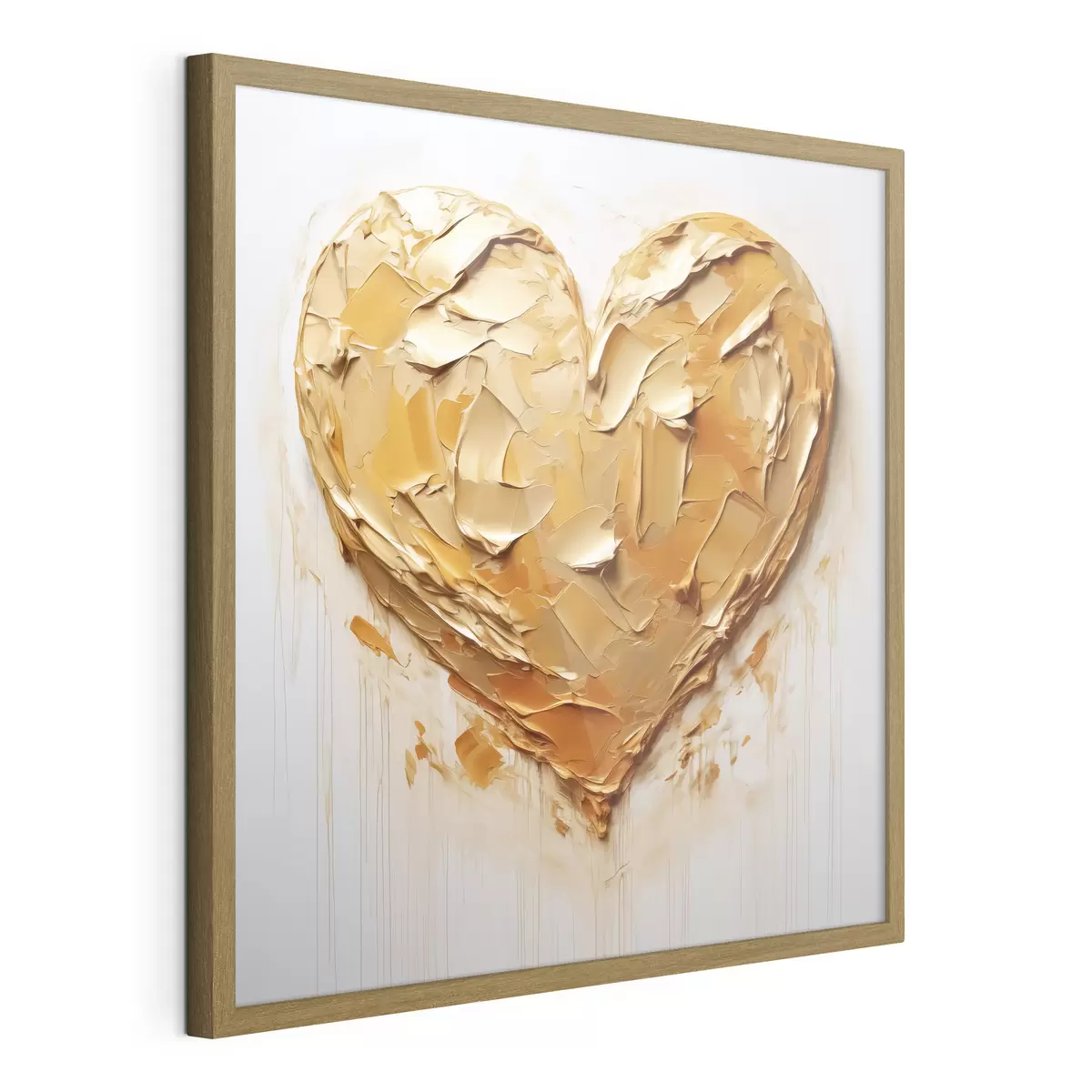 Poster Corazón imitación de trazos de pintura, tonos amarillos y naranjas f42124