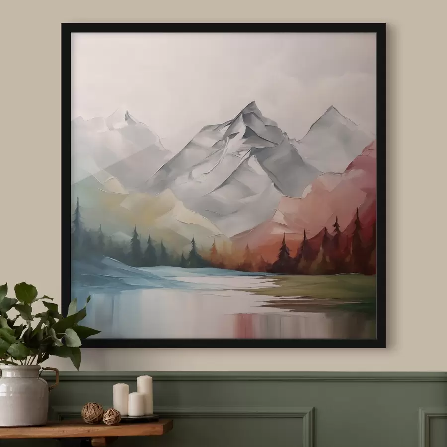 murales de pared Montañas y bosque imitación de pintura f42128