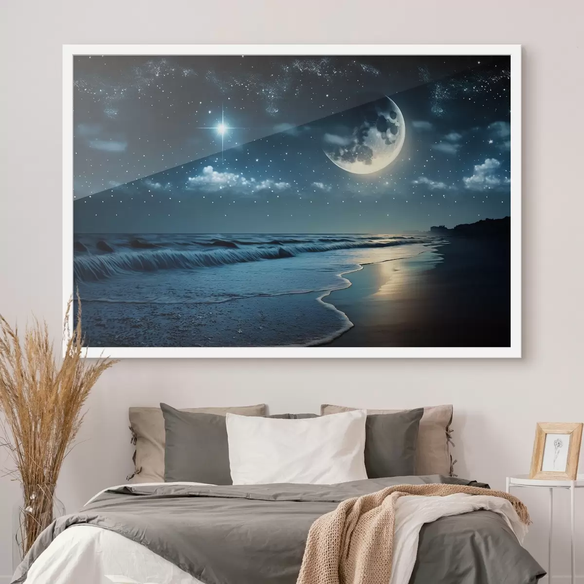 Poster Enorme luna sobre el mar nocturno f31111