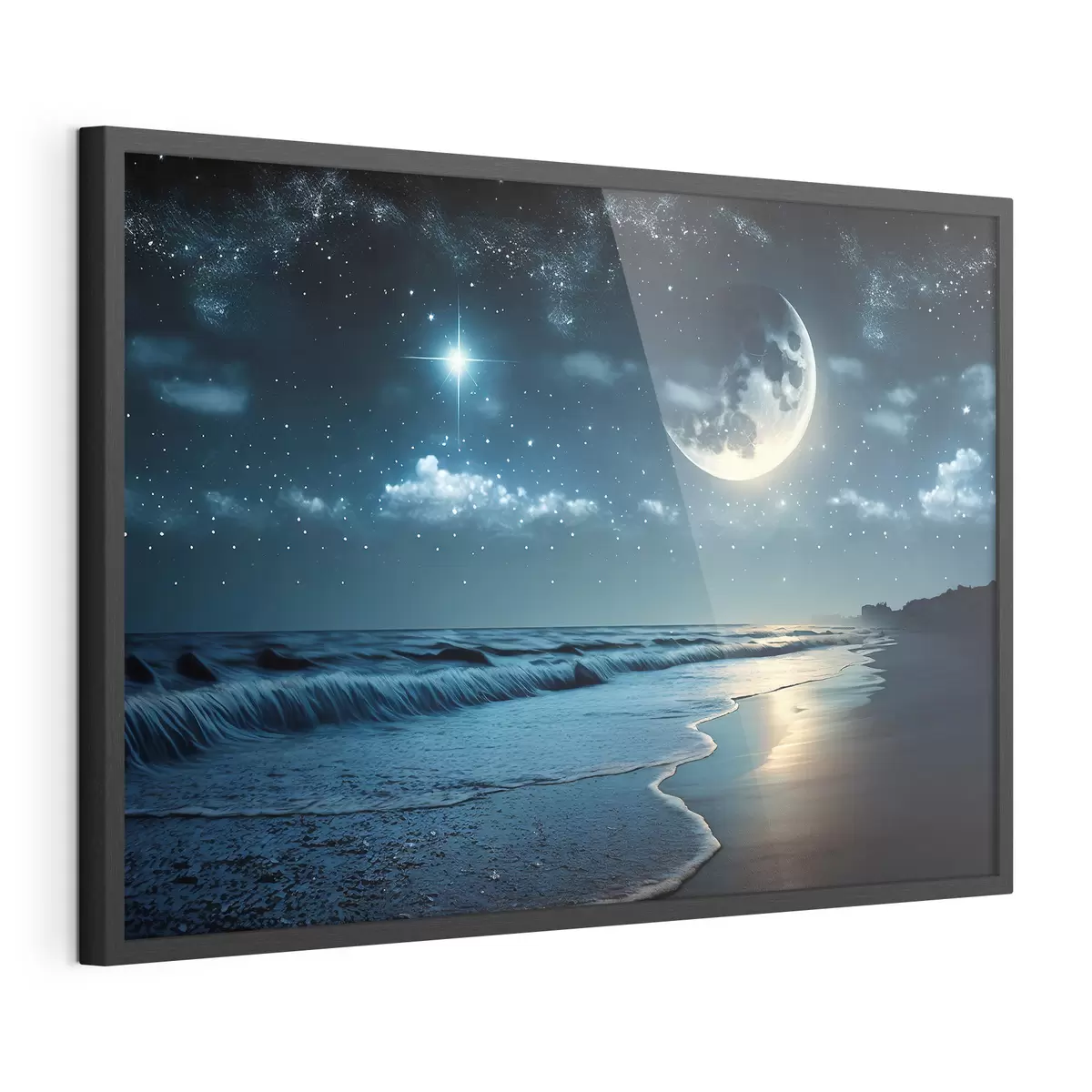Poster Enorme luna sobre el mar nocturno f31111