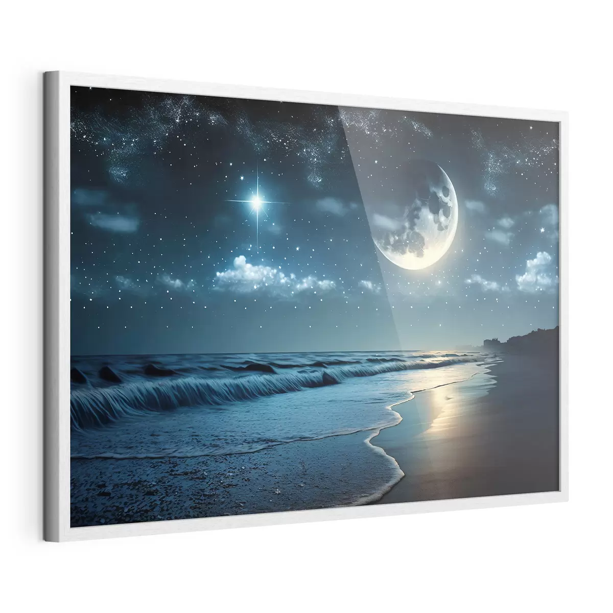 Poster Enorme luna sobre el mar nocturno f31111