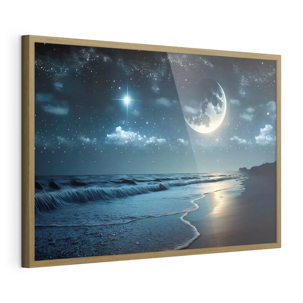 Poster Enorme luna sobre el mar nocturno f31111
