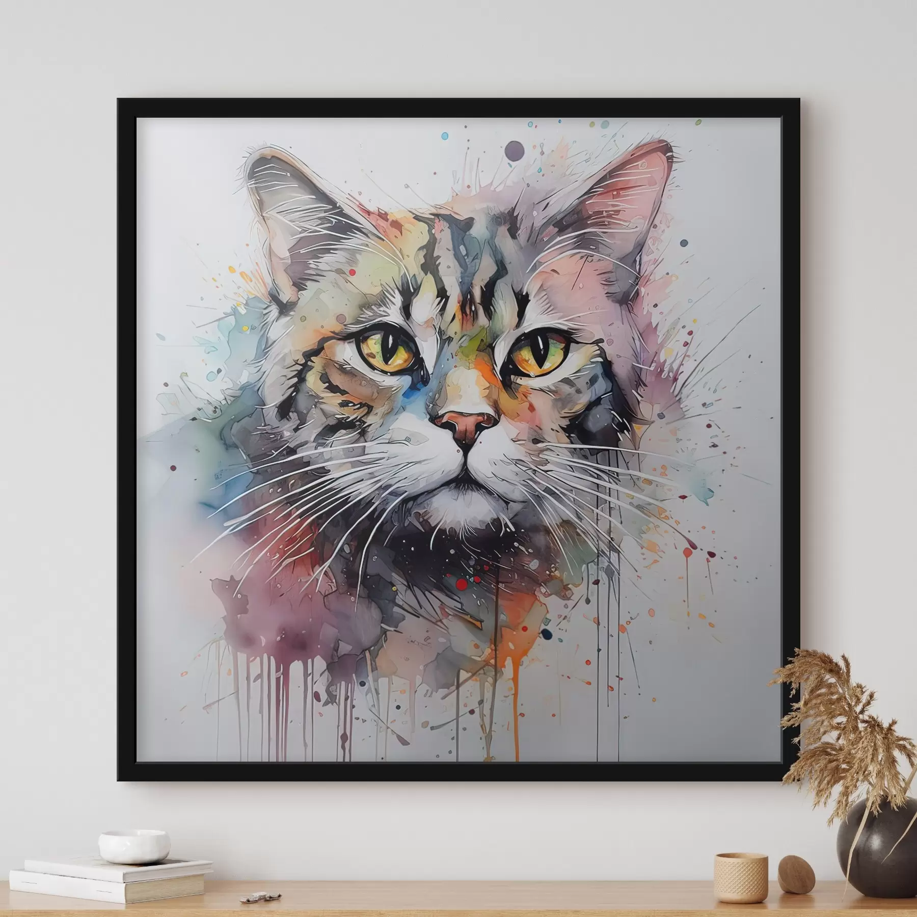 murales de pared Gato en estilo acuarela f32316