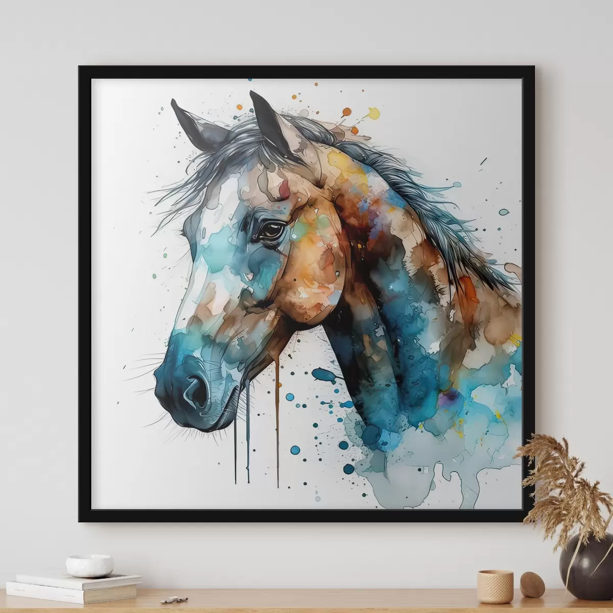 Poster Un caballo en estilo acuarela f32323